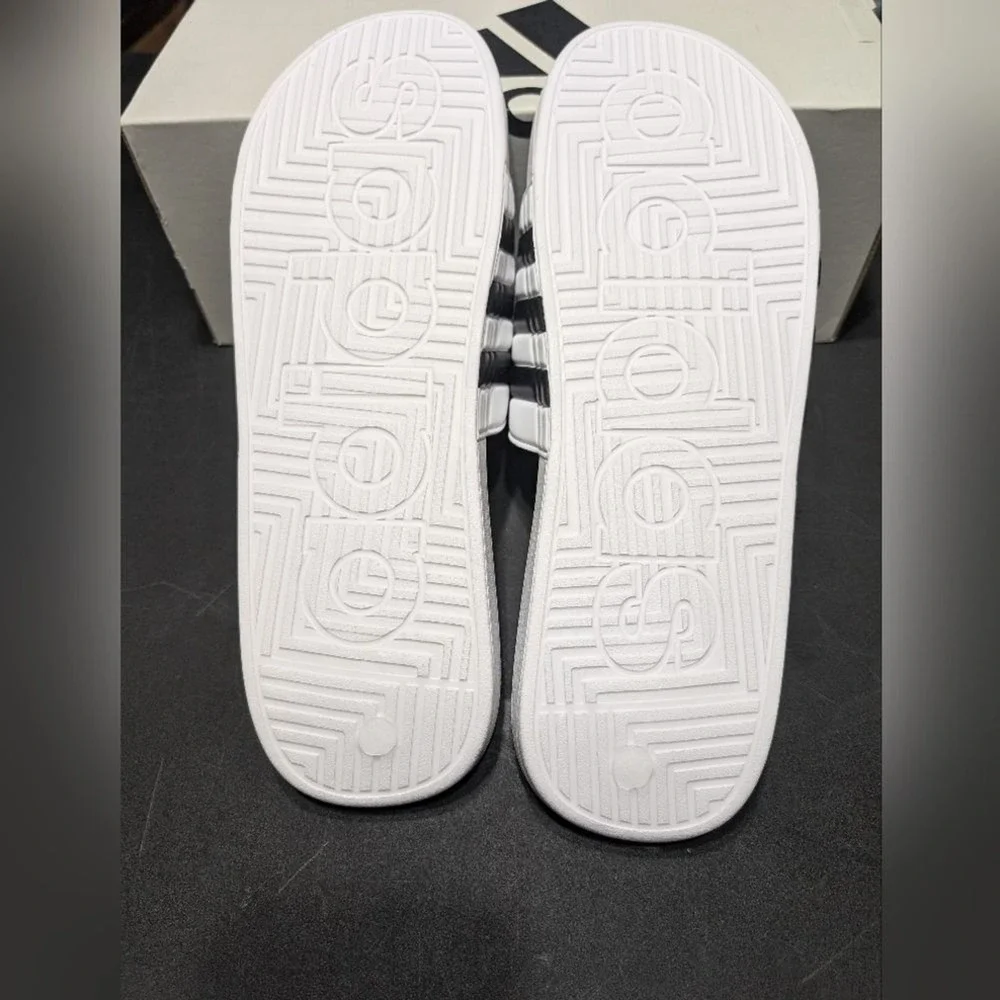 Adidas White Adissage 3 Stripe Slide Sandals Size‎ 17 NWT
